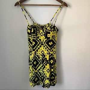 Material Girl Romper Shorts Yellow Black Thin Strap Womens Size Medium